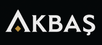 White AKBAş logo with a small gold diamond accent inside the first letter, shown on a solid black background.